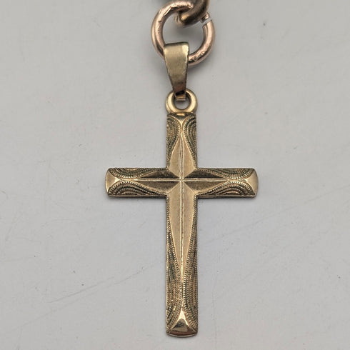 Antique rolled gold Albert chain cross fob